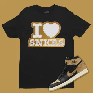 I Love Sneakers T-Shirt Matching Jordan 1 High OG Metallic Gold