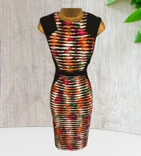 Joseph Ribkoff Black Multicolour Bodycon Dress UK 10 US 6 EU 38