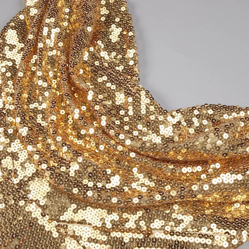 Joud Gold Sequin Mini Dress