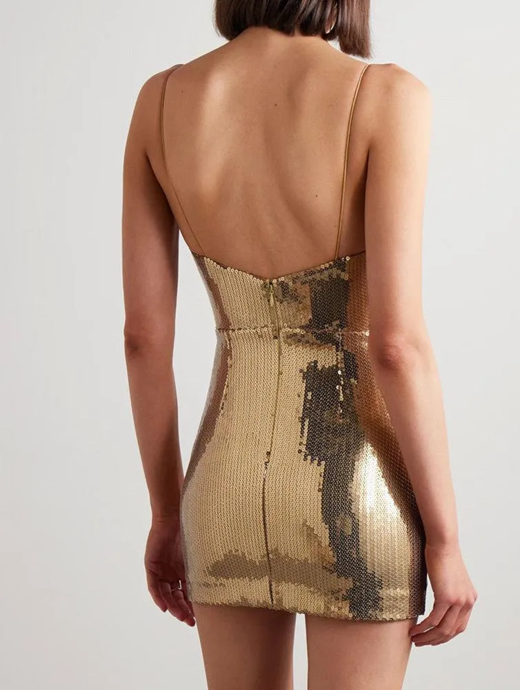 Joud Gold Sequin Mini Dress