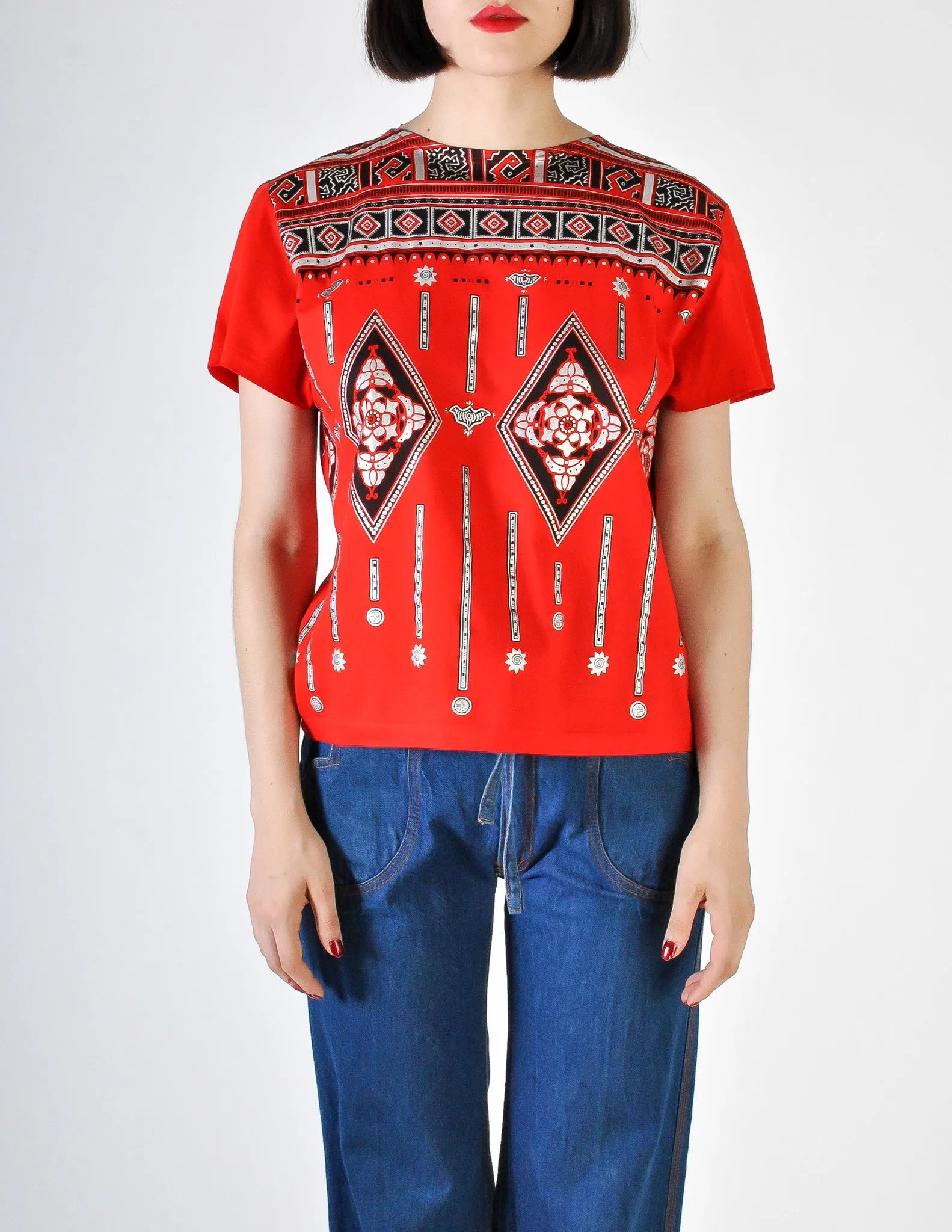 Kansai Yamamoto Vintage Red & Silver Print T-Shirt