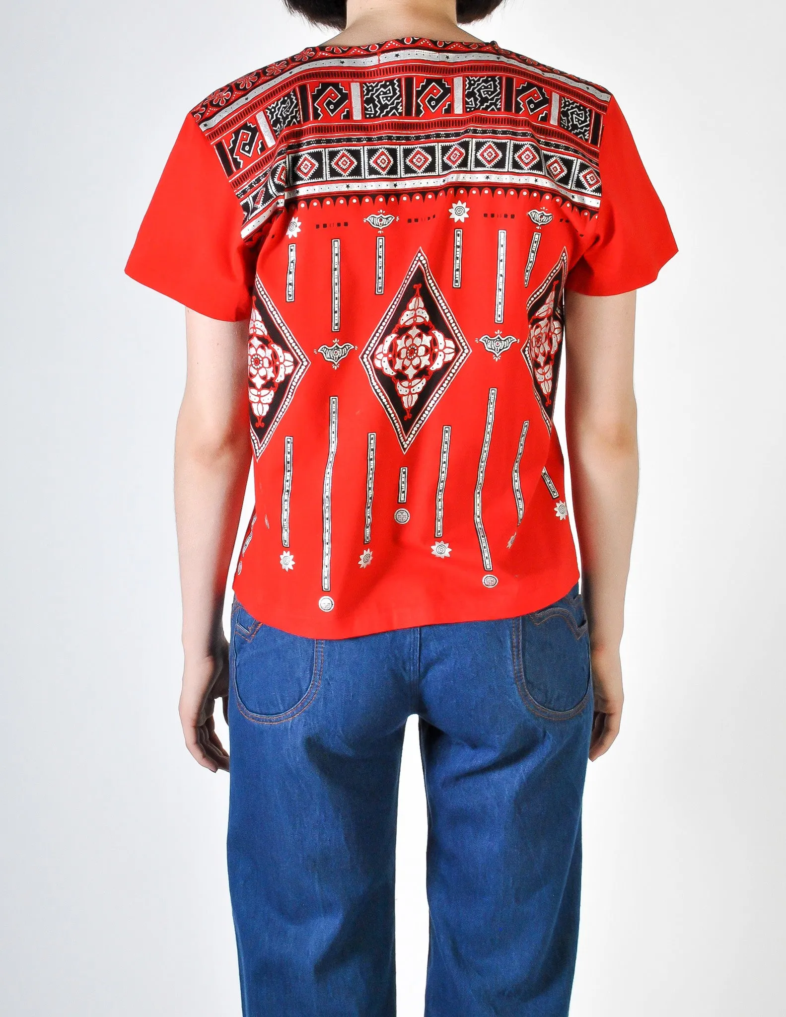 Kansai Yamamoto Vintage Red & Silver Print T-Shirt