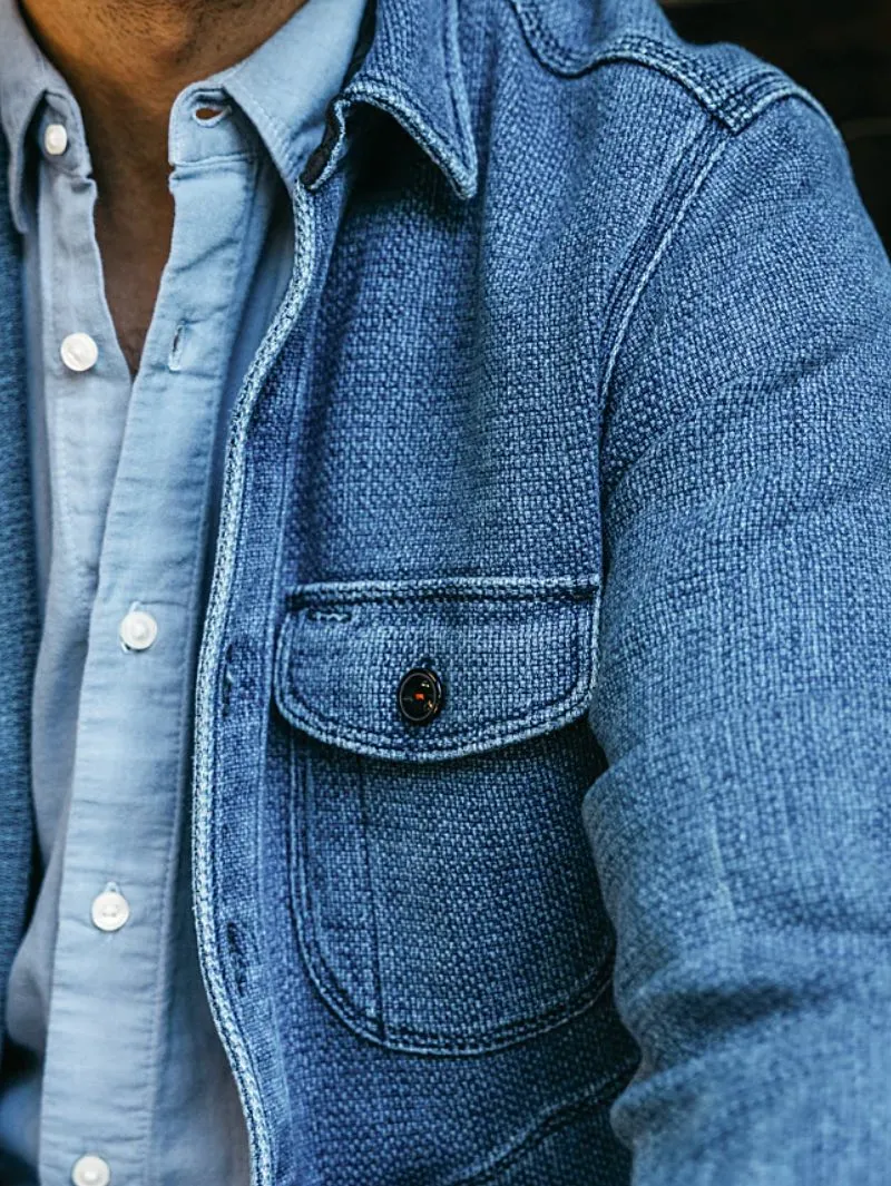 Kato by Hiroshi Kato Anvil Shirt Quilted Light Indigo Sashiko