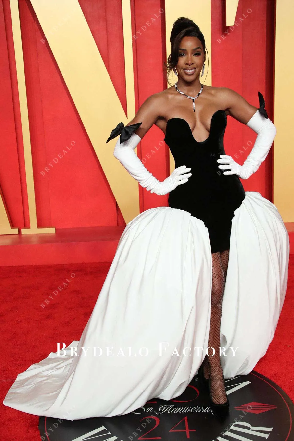 Kelly Rowland Two-Tone Strapless 2024 Oscars After Party Dress