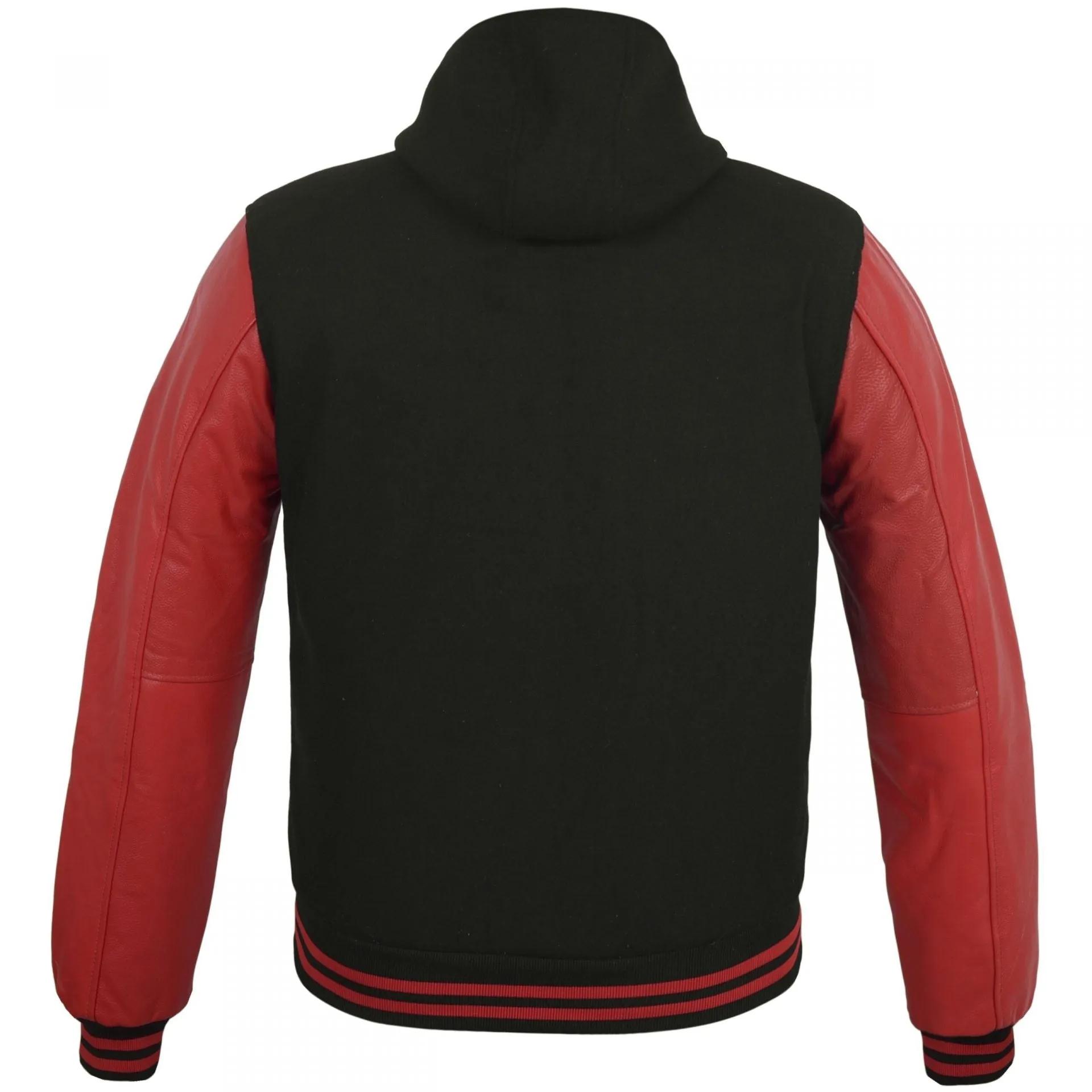 Kids Varsity Hoodie Wool Leather Black/Red