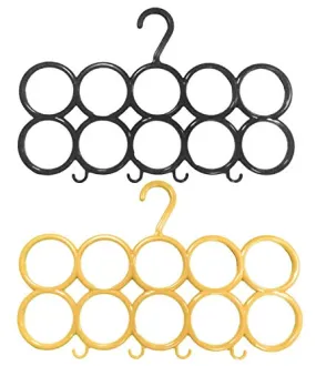 Kuber Industries 10 Circle Plastic Ring Hanger for Scarf, Shawl, Tie, Belt|Closet Accessory Wardrobe Organizer|Size 34 x 23 x 1, Pack of 2 (Multicolour)