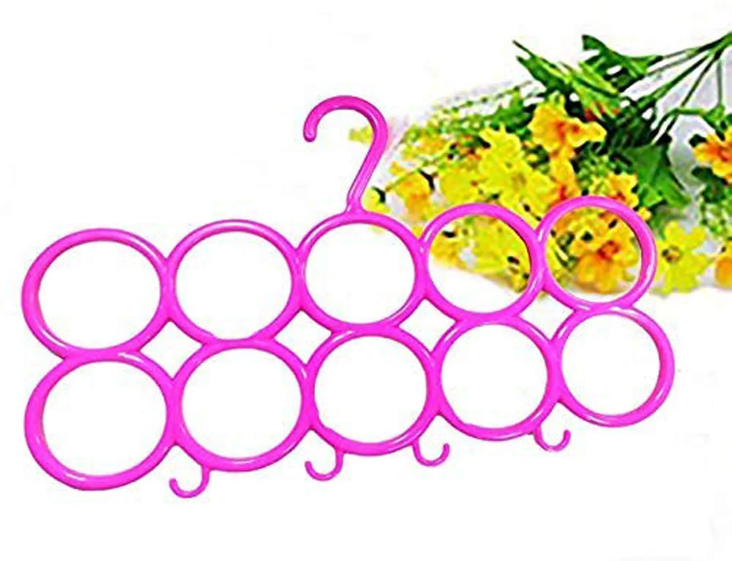 Kuber Industries 10 Circle Plastic Ring Hanger for Scarf, Shawl, Tie, Belt|Closet Accessory Wardrobe Organizer|Size 34 x 23 x 1, Pack of 2 (Multicolour)