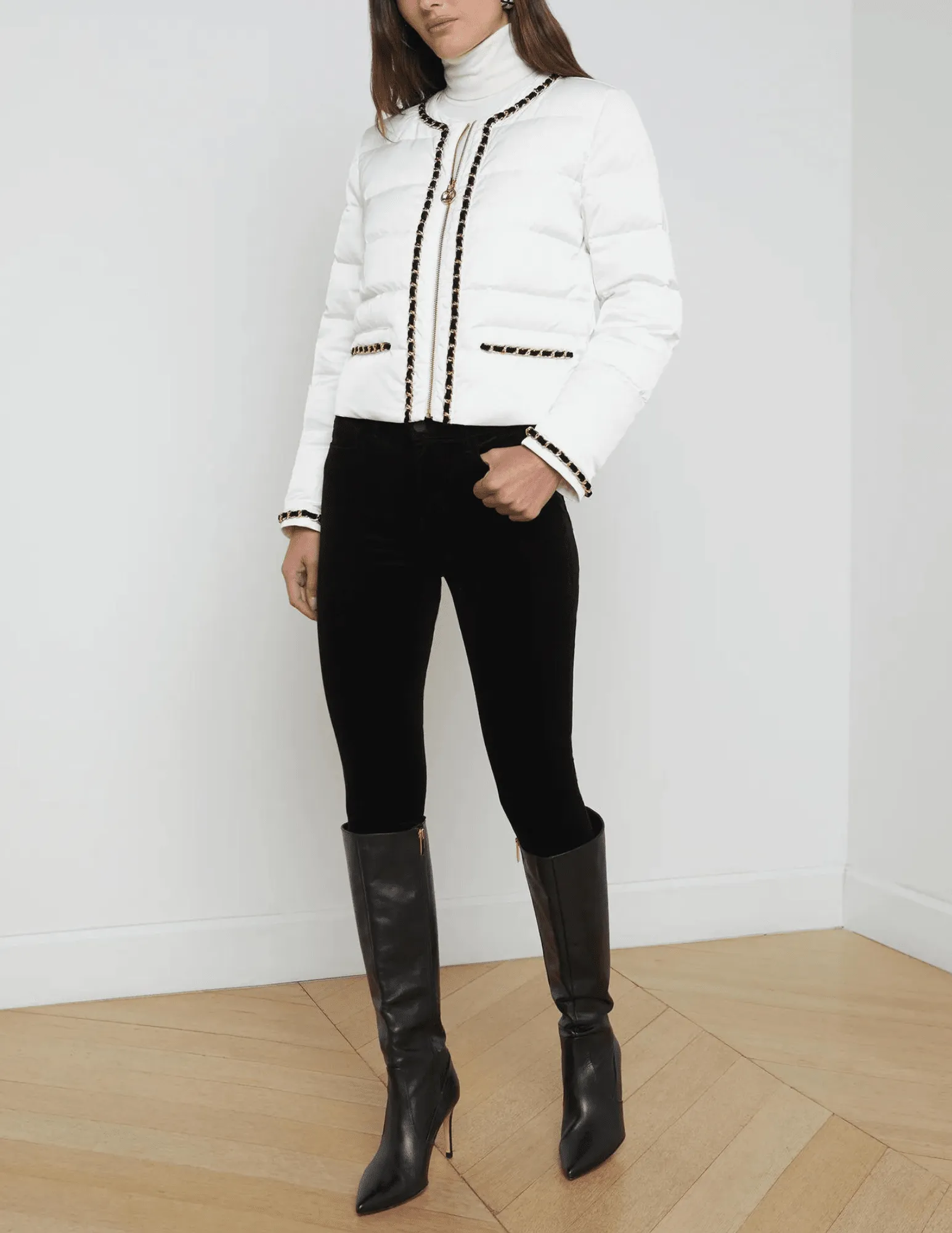 L'Agence Crest Down Chain Trim Jacket