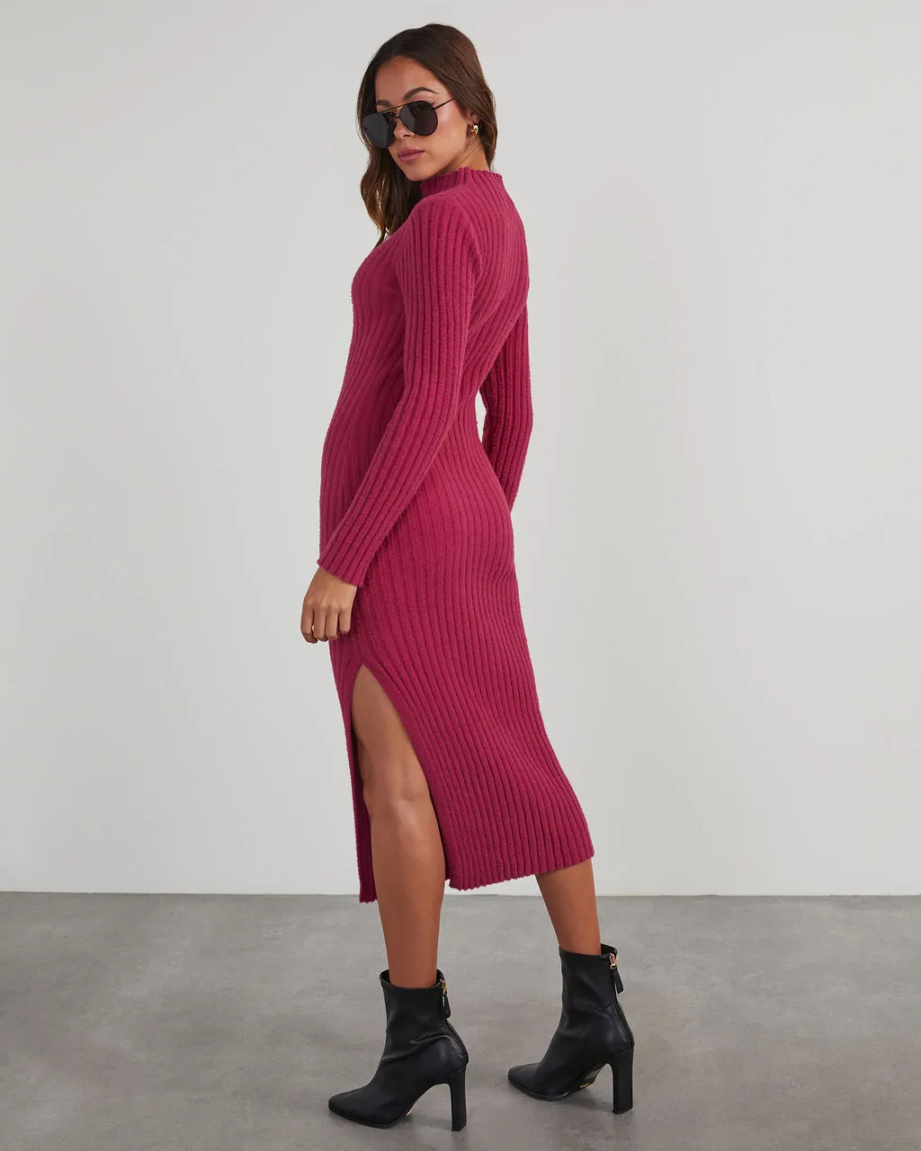 Lidia Ribbed Midi Sweater Dress