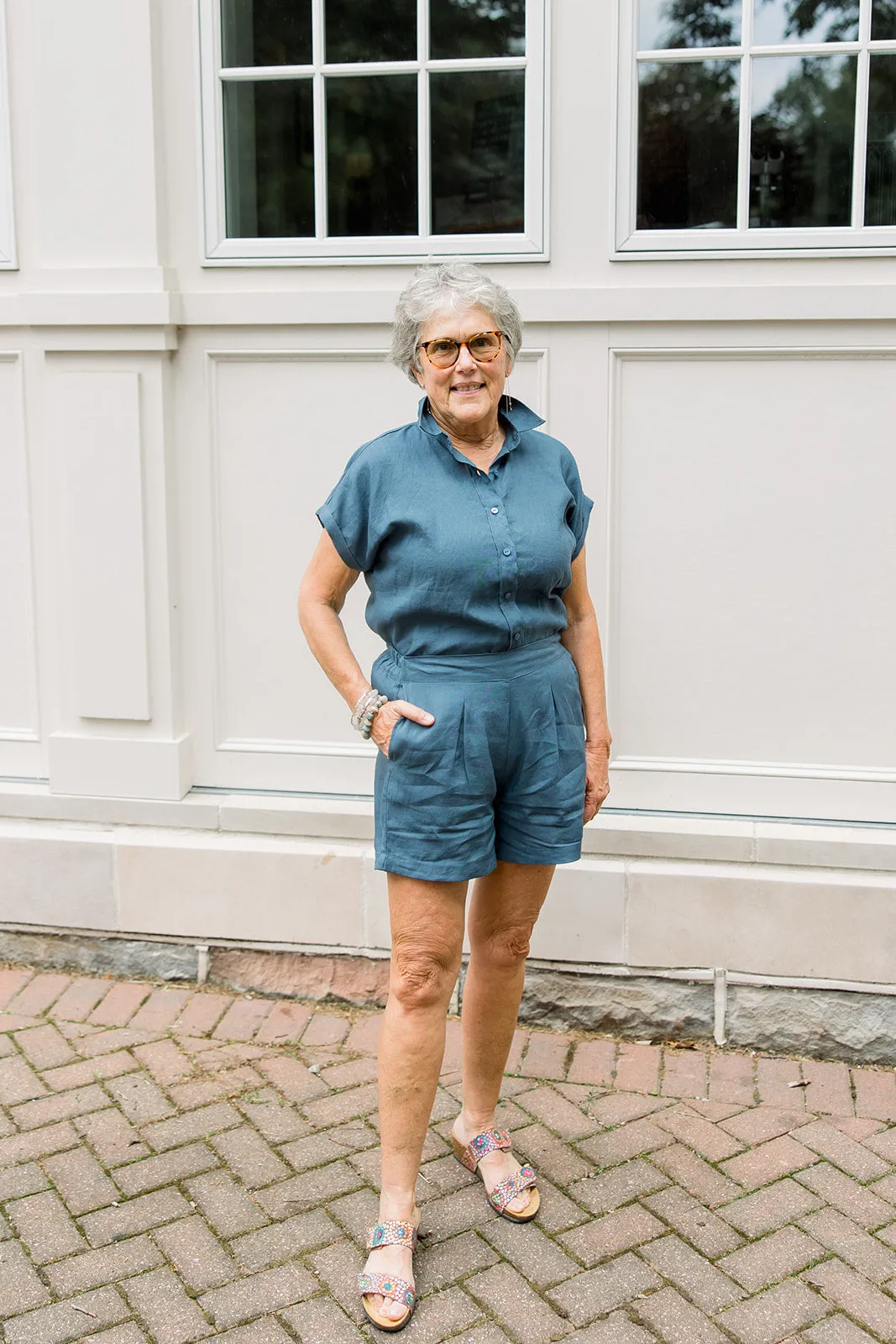 Linen Button-Up Shirt and Shorts