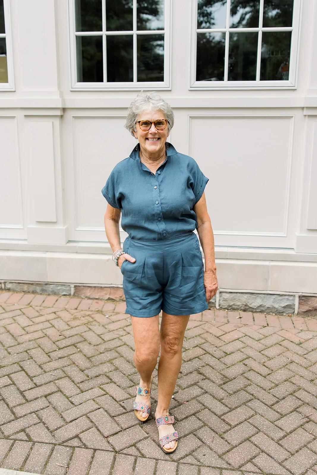 Linen Button-Up Shirt and Shorts