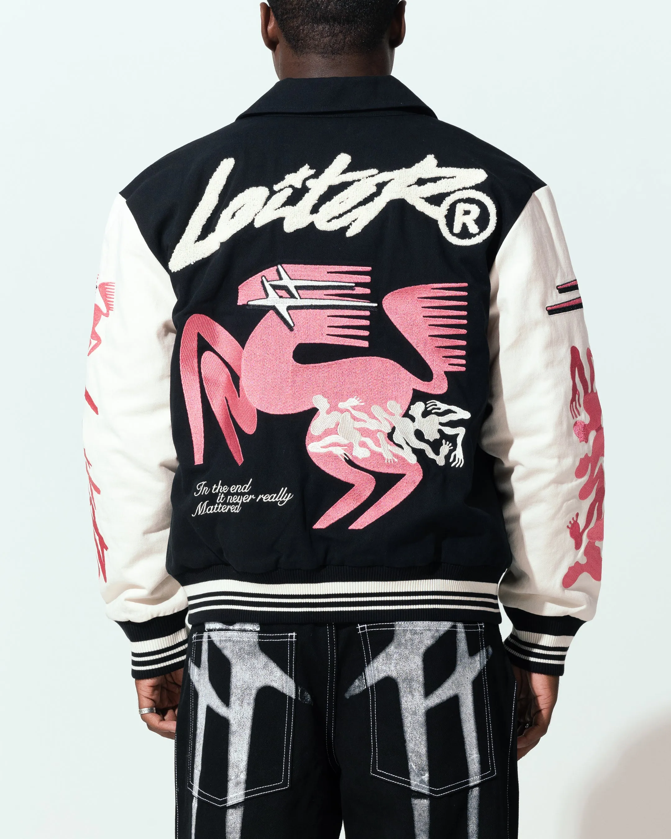 Loiter Oasis Varsity Jacket Black