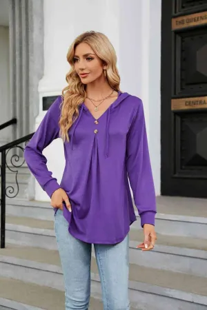 Long Sleeve Hooded Blouse