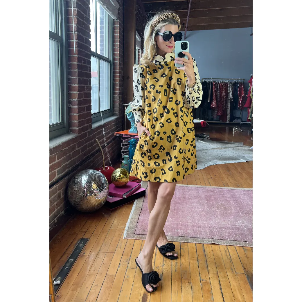 Long Sleeve Mod Dress - Cheetah