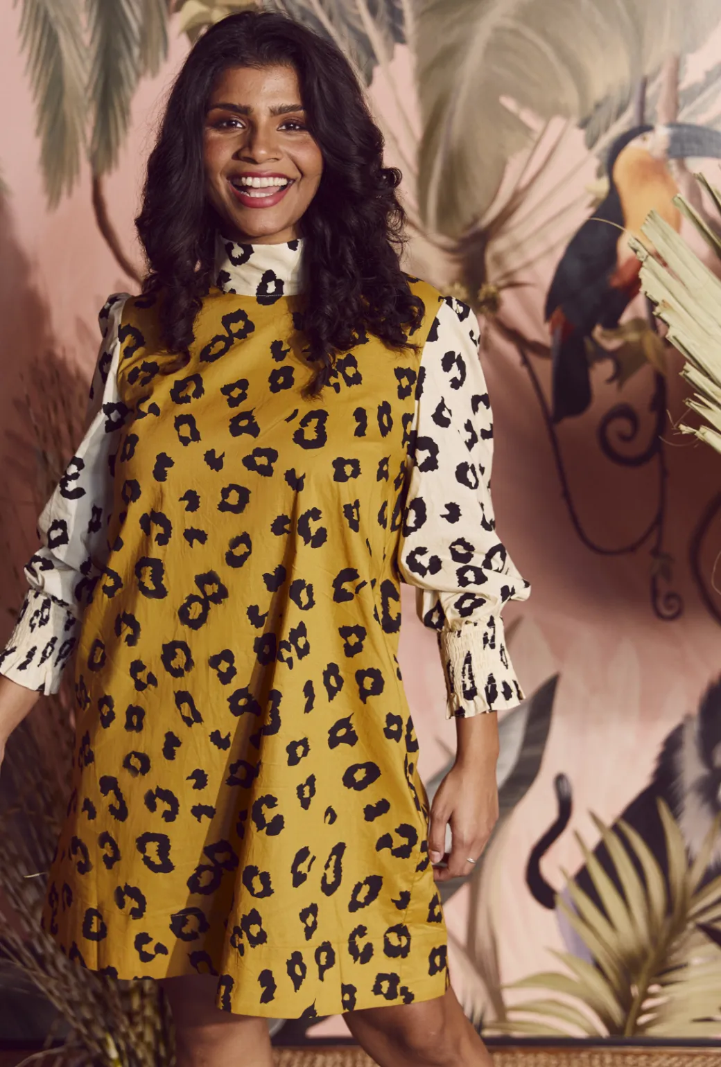 Long Sleeve Mod Dress - Cheetah