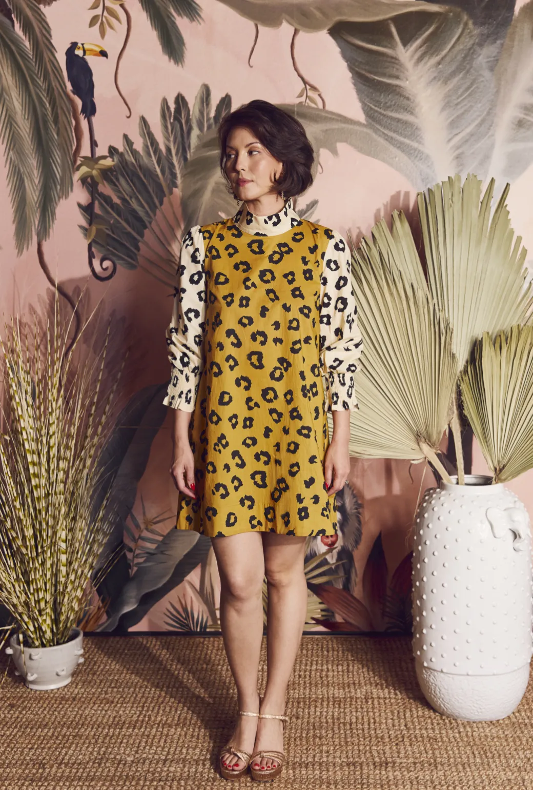 Long Sleeve Mod Dress - Cheetah