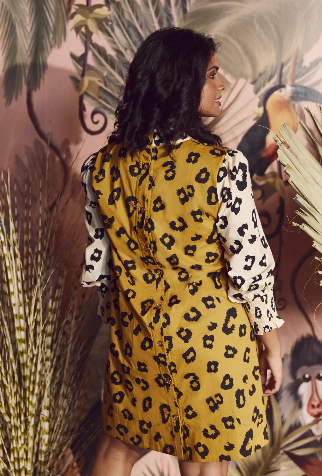 Long Sleeve Mod Dress - Cheetah