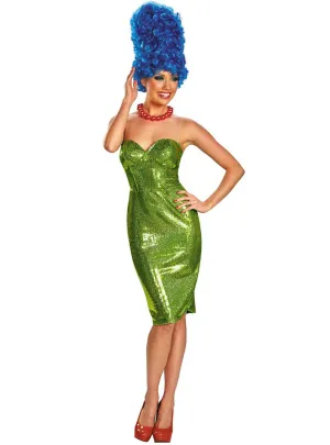 Marge Simpson Deluxe Green Sequin Womens Costume