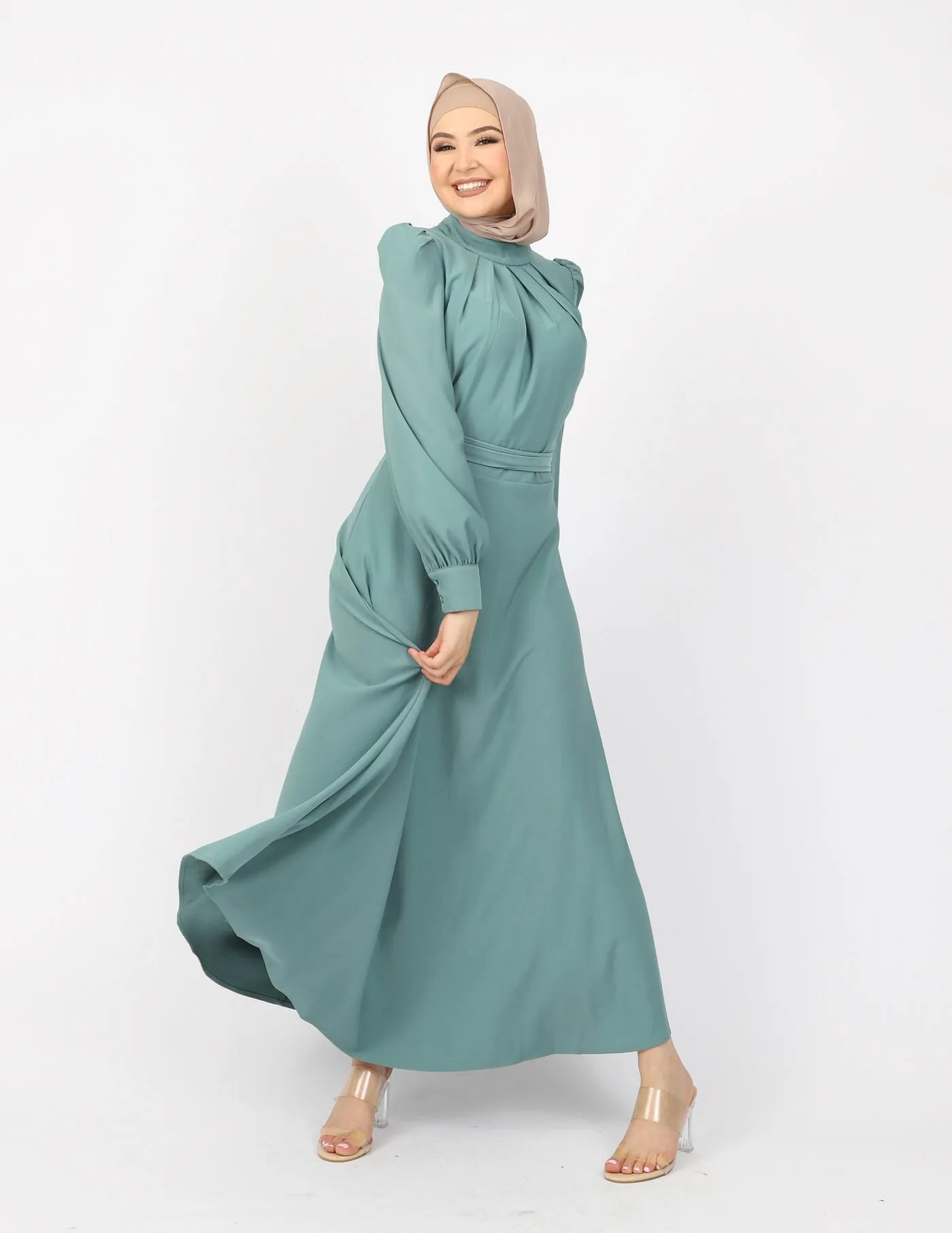 Maria Pleat Bodice Maxi Dress