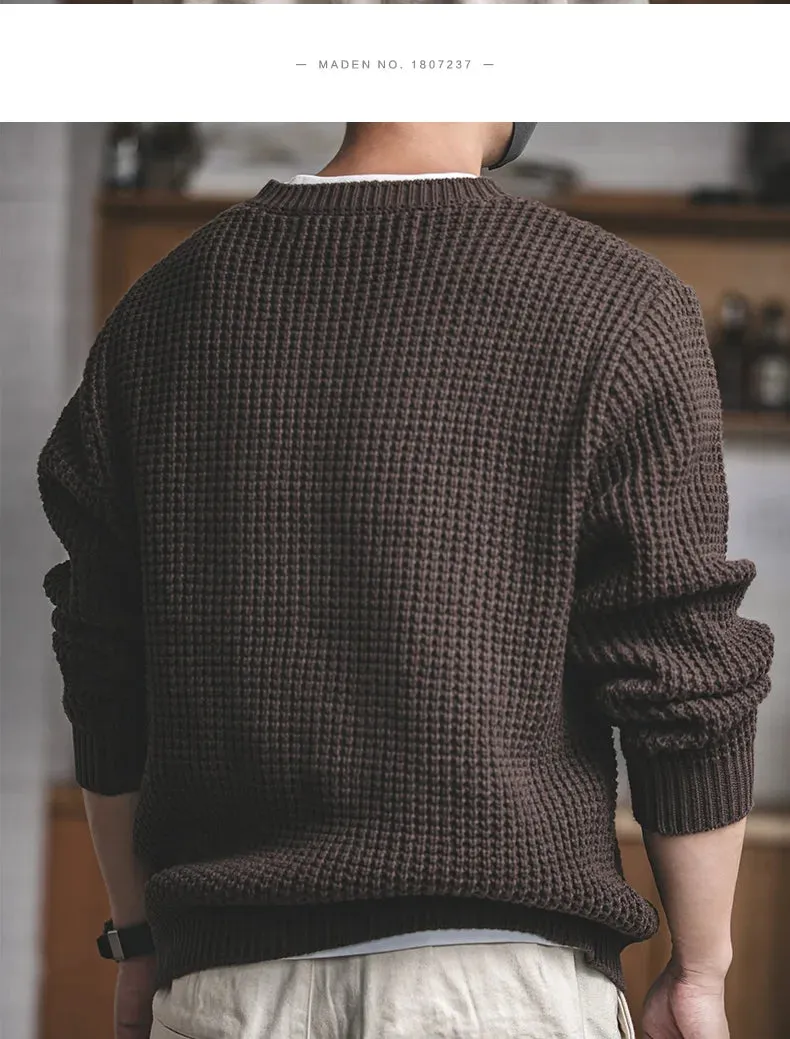 Men fall thick round neck knit sweater