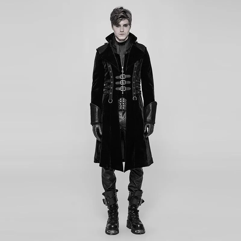 Men's Faux Leather Embellished Faux Leather Punk Coat