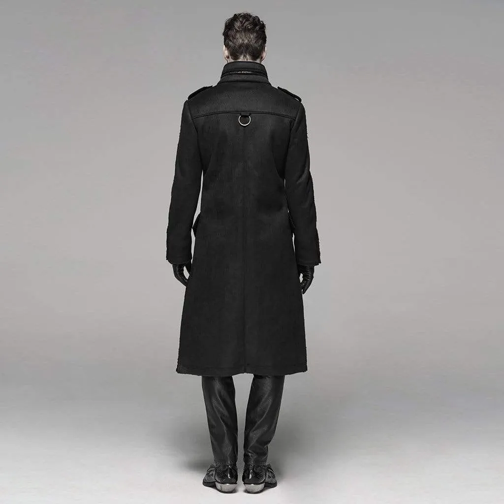 Men's Goth Military Style Double-breasted Long Coat