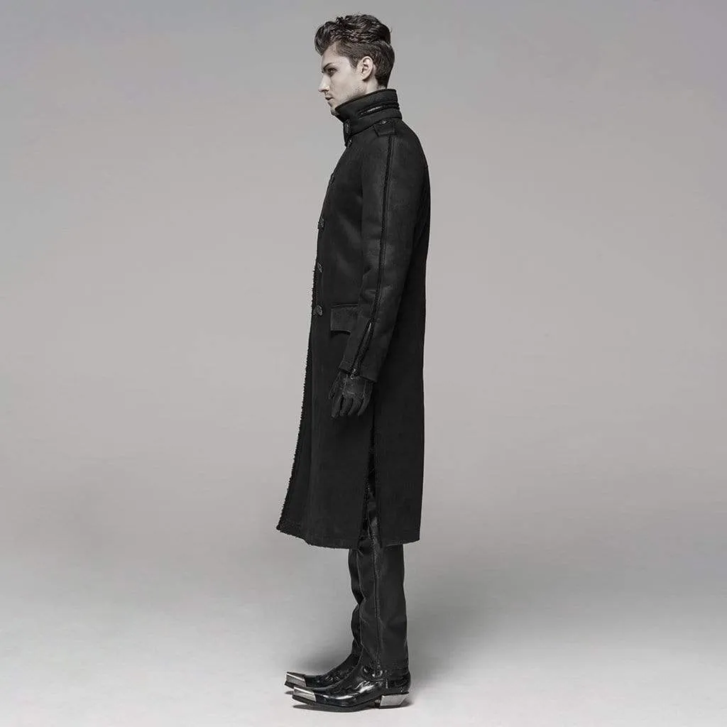 Men's Goth Military Style Double-breasted Long Coat