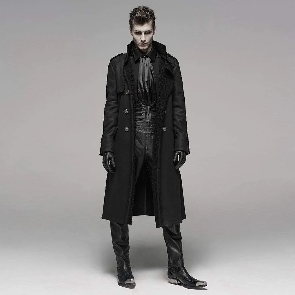 Men's Goth Military Style Double-breasted Long Coat