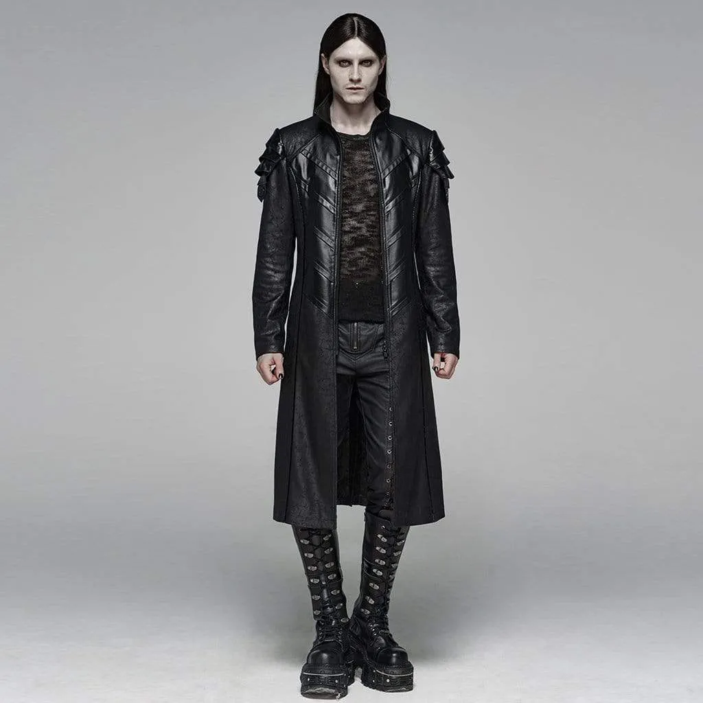 Men's Goth Military Style Stand Collar Long Coat