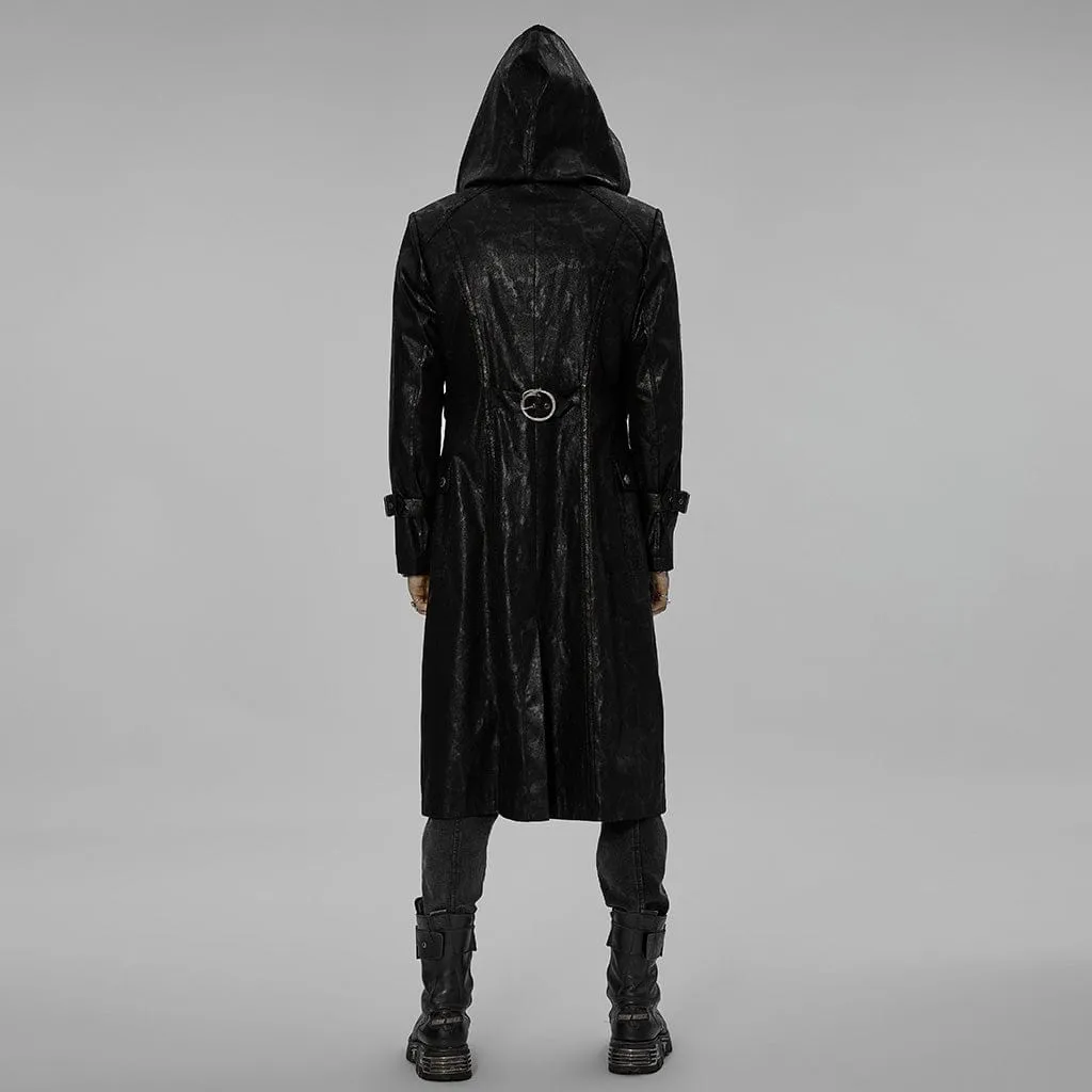 Men's Gothic Asymmetric Zipper Long Coat with Hood