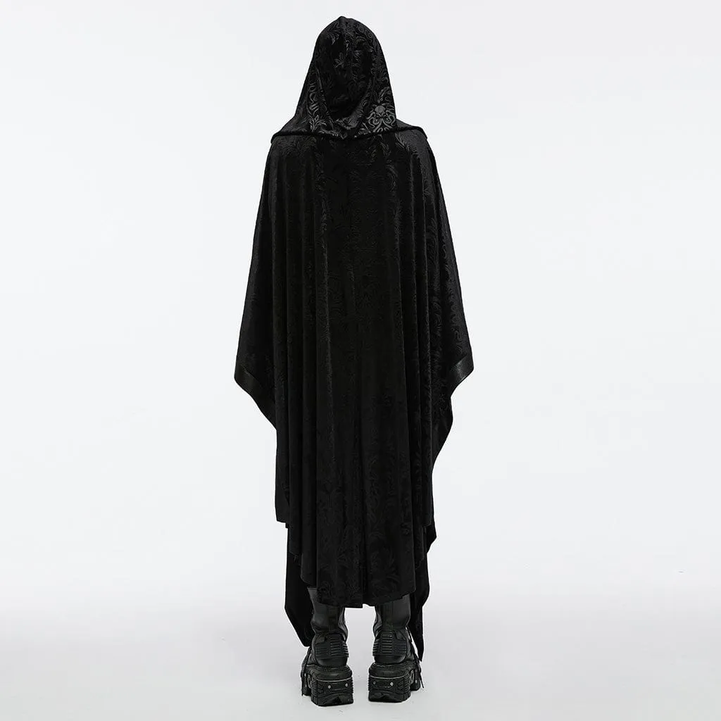 Men's Gothic Floral Velvet Coat with Hood