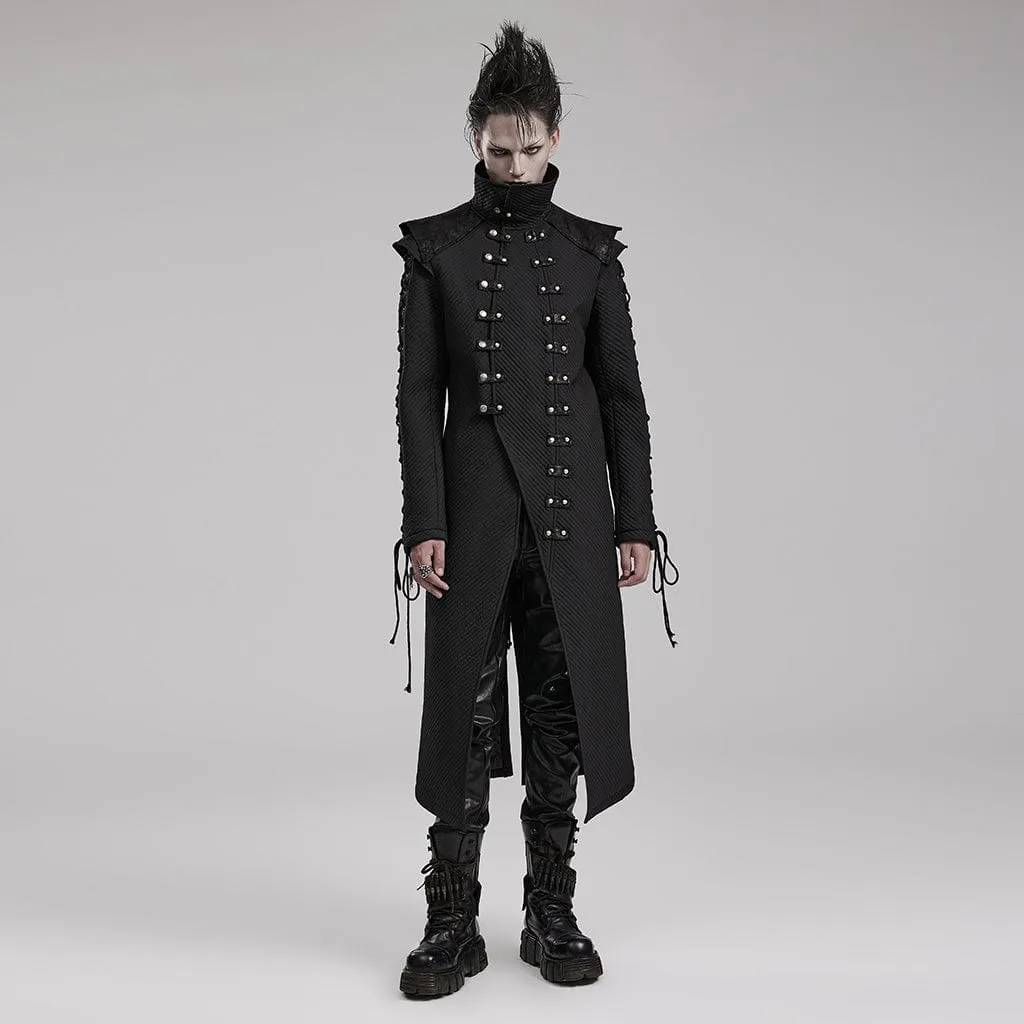 Men's Gothic Stand Collar Splice Strappy Coat