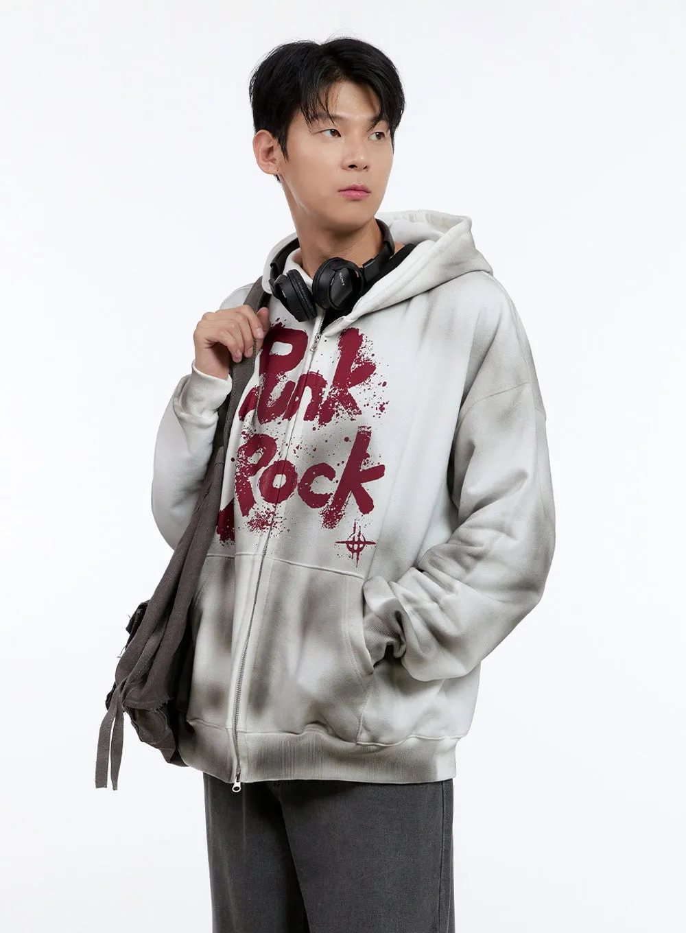 Men's Oversized Punk Rock Hoodie Jacket IG427