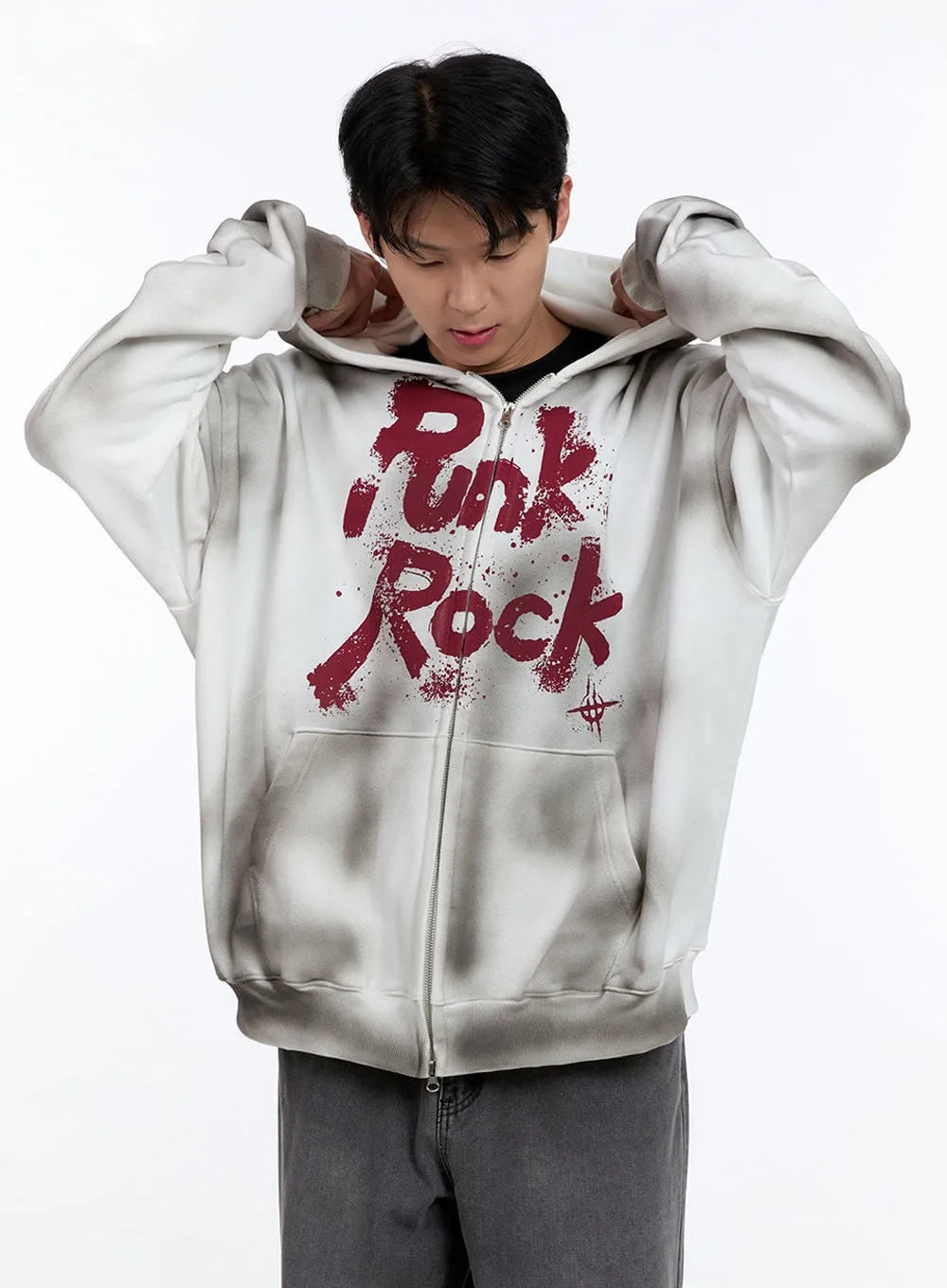 Men's Oversized Punk Rock Hoodie Jacket IG427