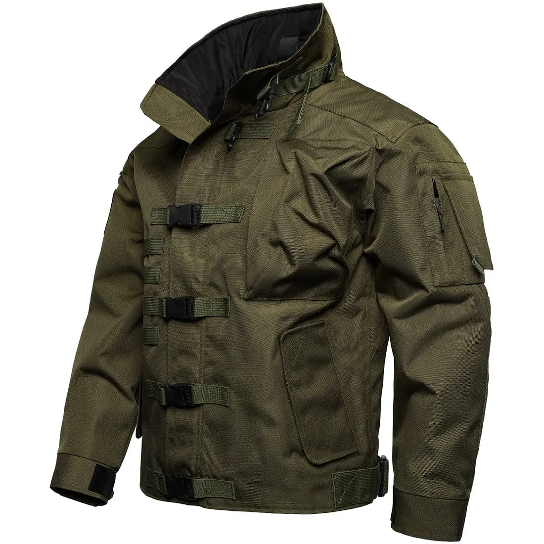 Men's Punk Buckle Pocket Waterproof Windproof Coat