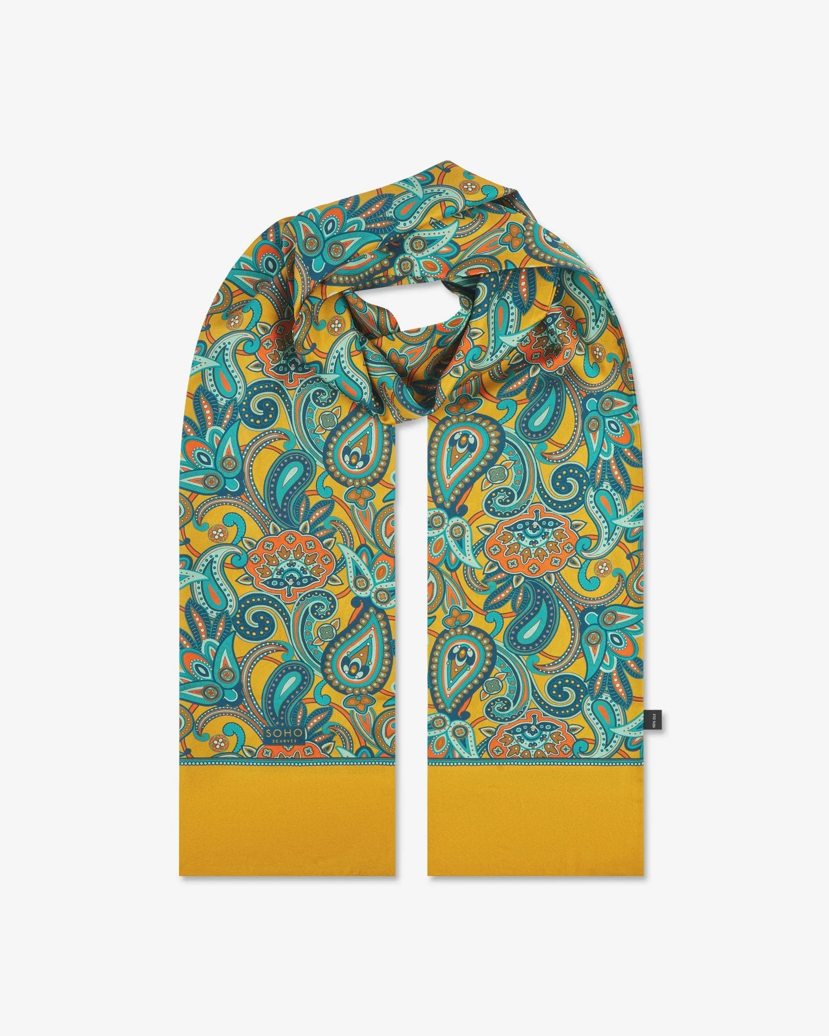 Men's Silk Paisley Scarf in Gold - The Windermere