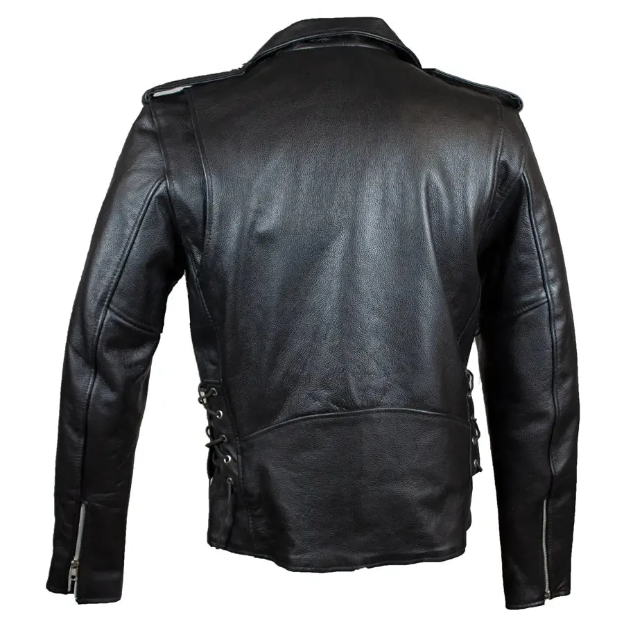 Men's Tall Classic Side Lace Leather Motorcycle Jacket