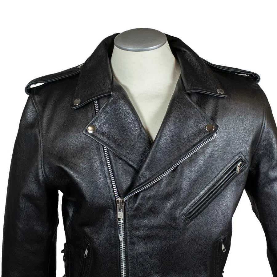 Men's Tall Classic Side Lace Leather Motorcycle Jacket