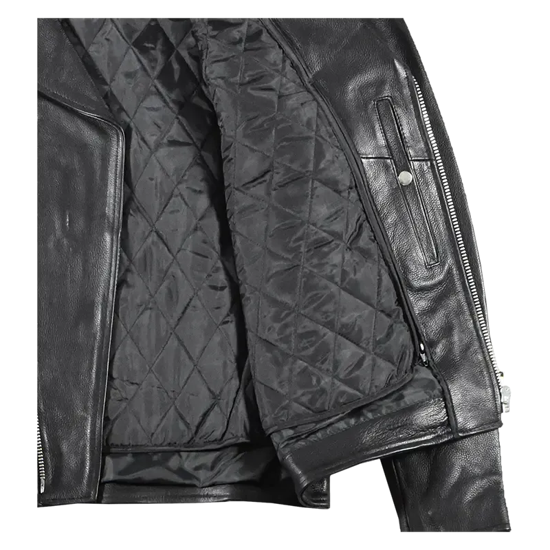 Men's Tall Classic Side Lace Leather Motorcycle Jacket