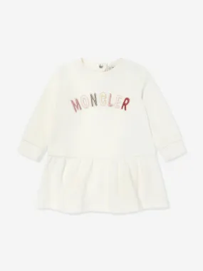 Moncler Enfant Baby Girls Logo Sweater Dress in Ivory