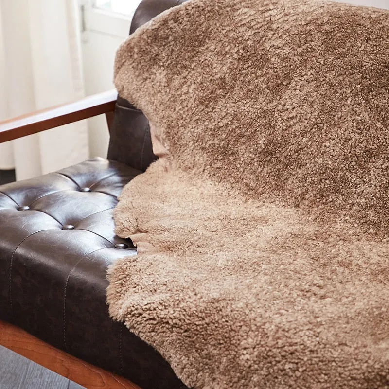 Natural Australia light brown sheepskin floor rug