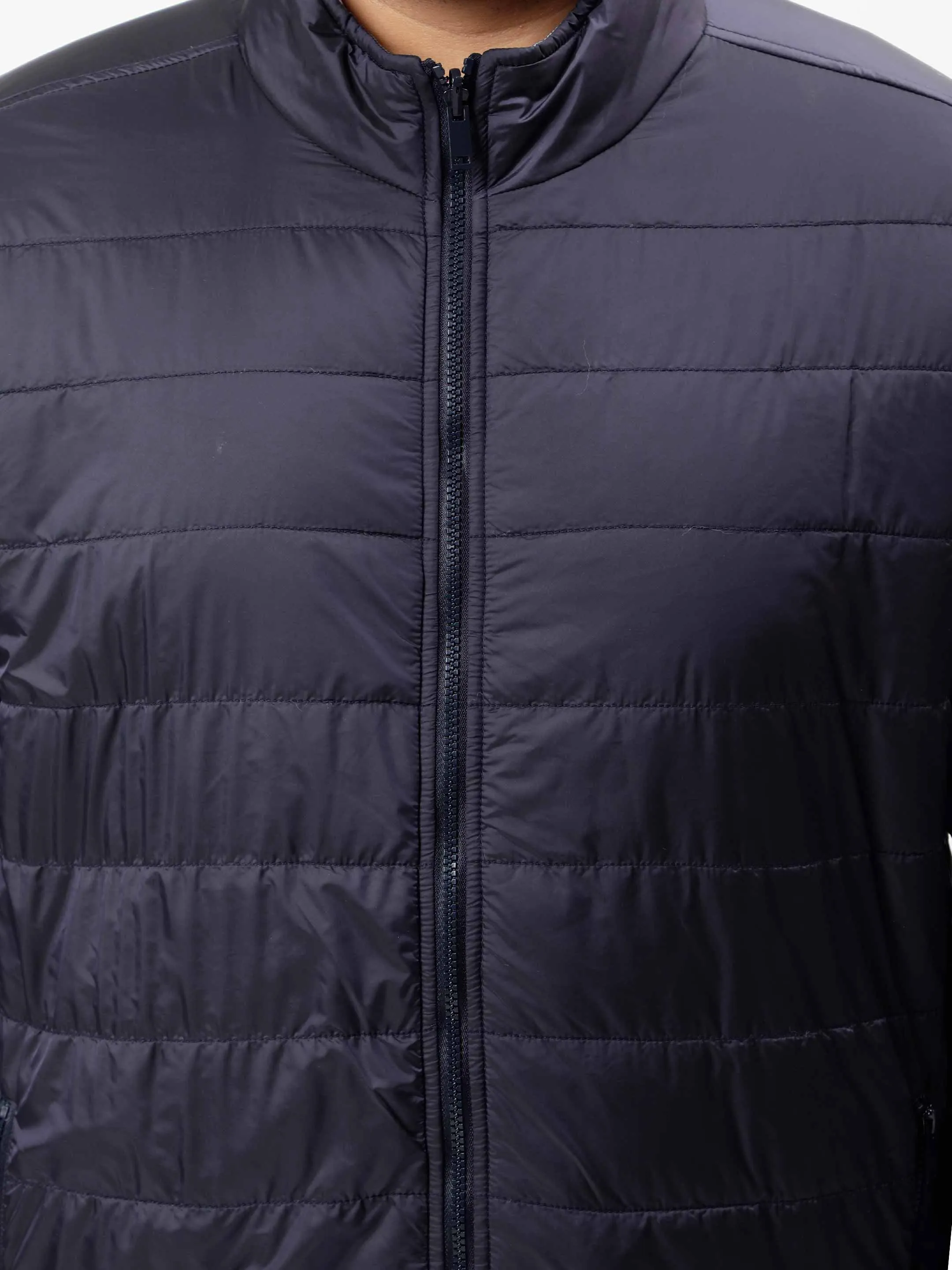 Navy Blue Reversible Puffer Plus Size Jacket