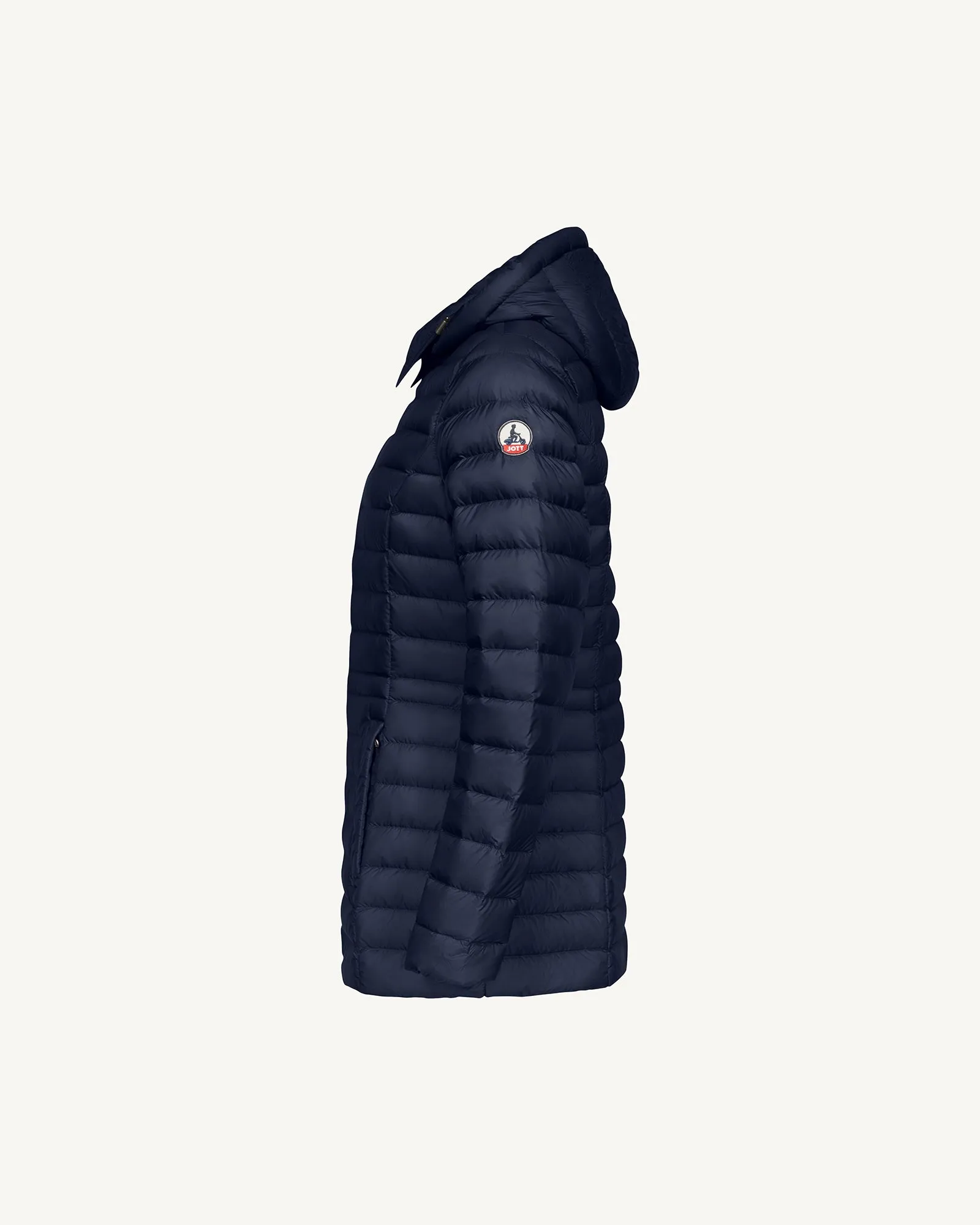 Navy Nour 2.0 mid-length hooded puffer jacket