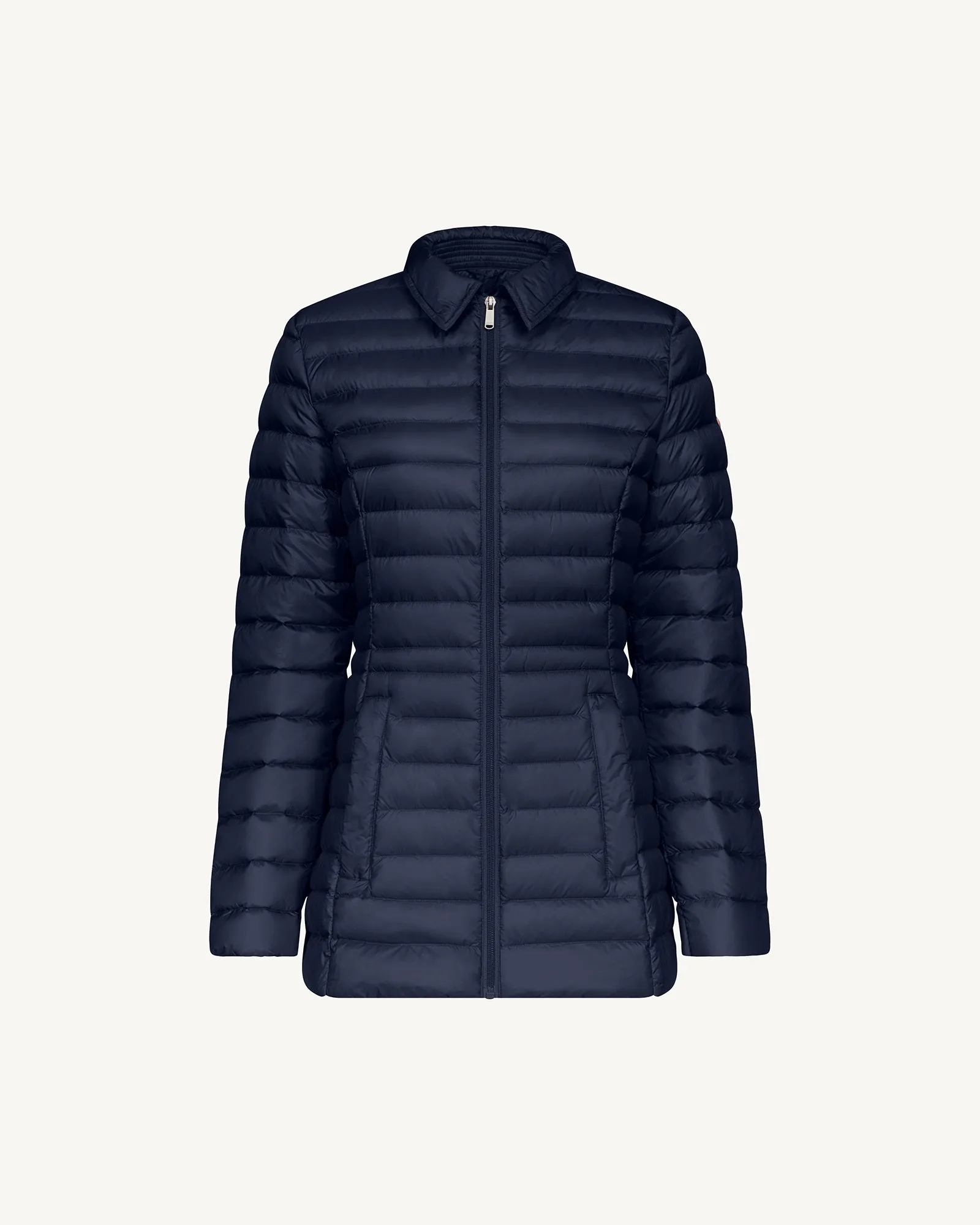 Navy Nour 2.0 mid-length hooded puffer jacket