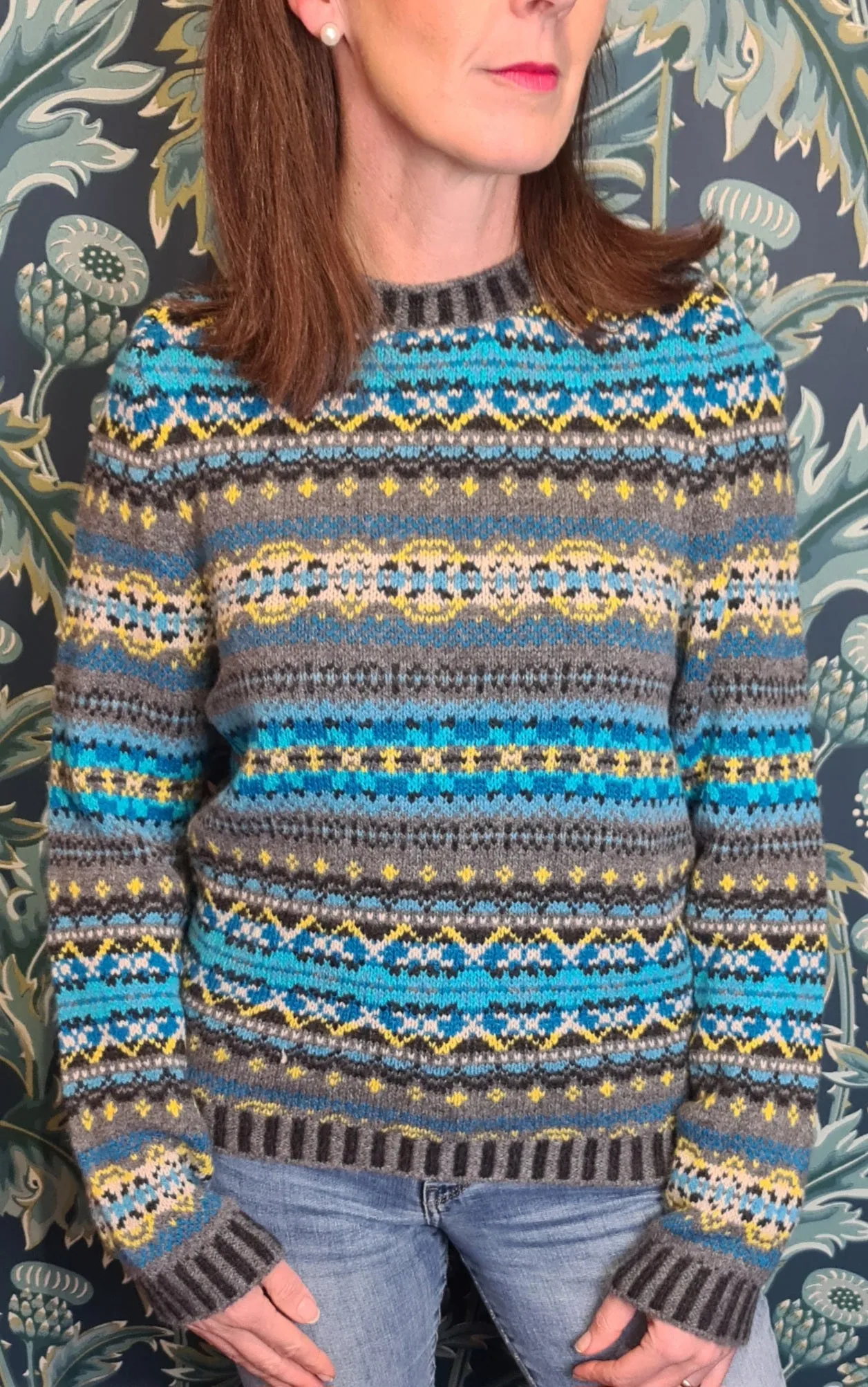 New Eribe Fairisle Kinross Sweater in Reflection P4218