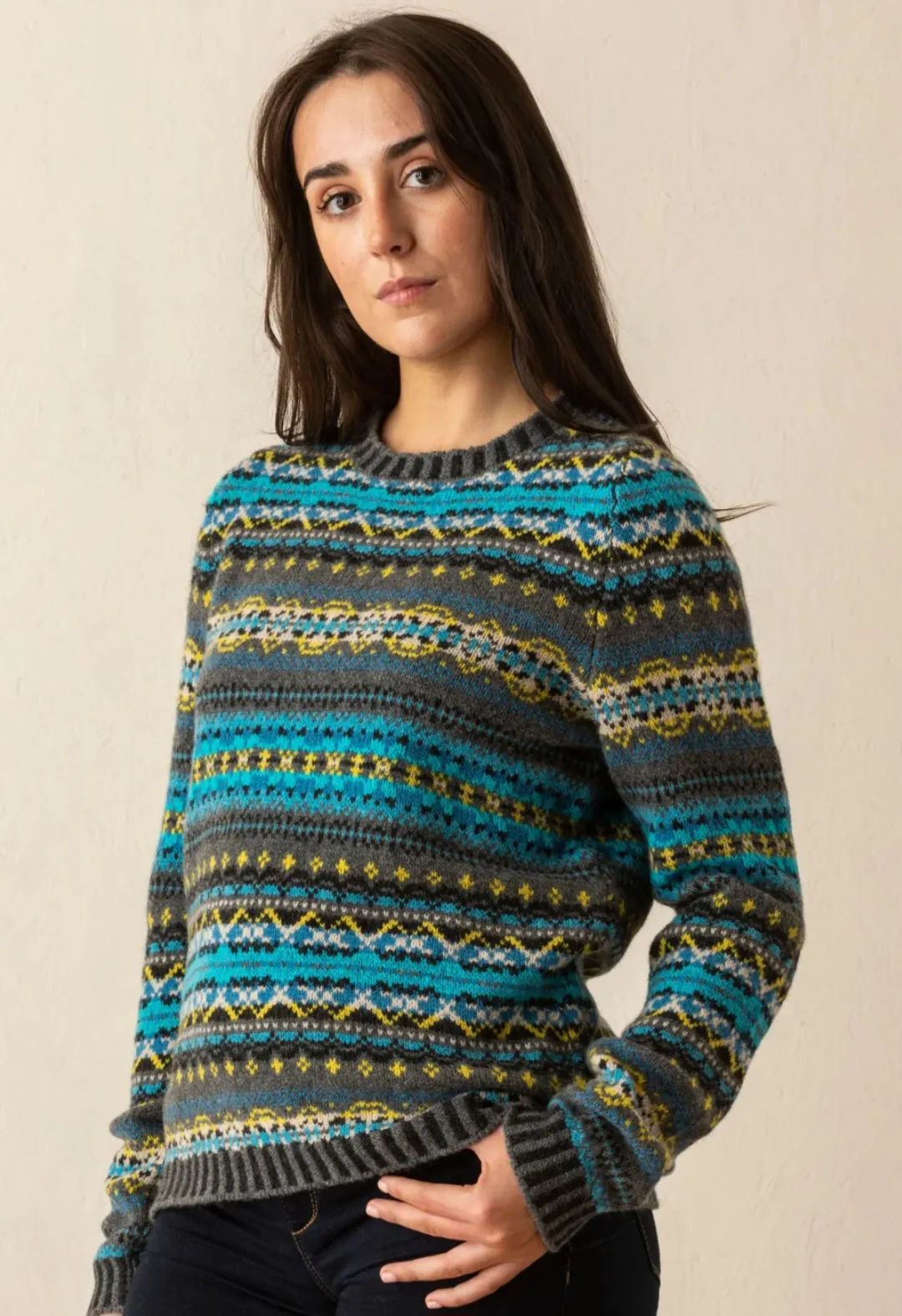 New Eribe Fairisle Kinross Sweater in Reflection P4218