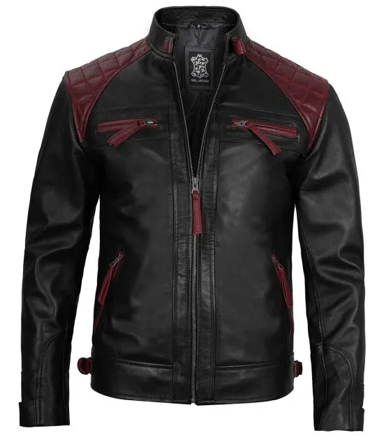 Nivira Black Biker Quilted Leather Jacket