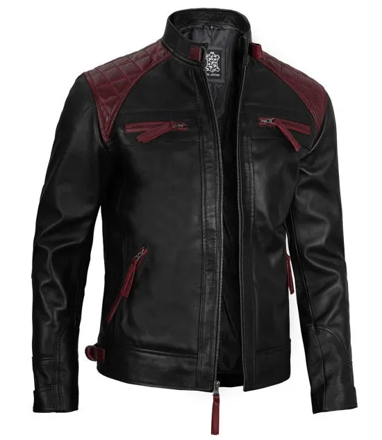 Nivira Black Biker Quilted Leather Jacket