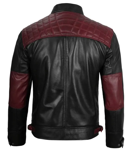 Nivira Black Biker Quilted Leather Jacket