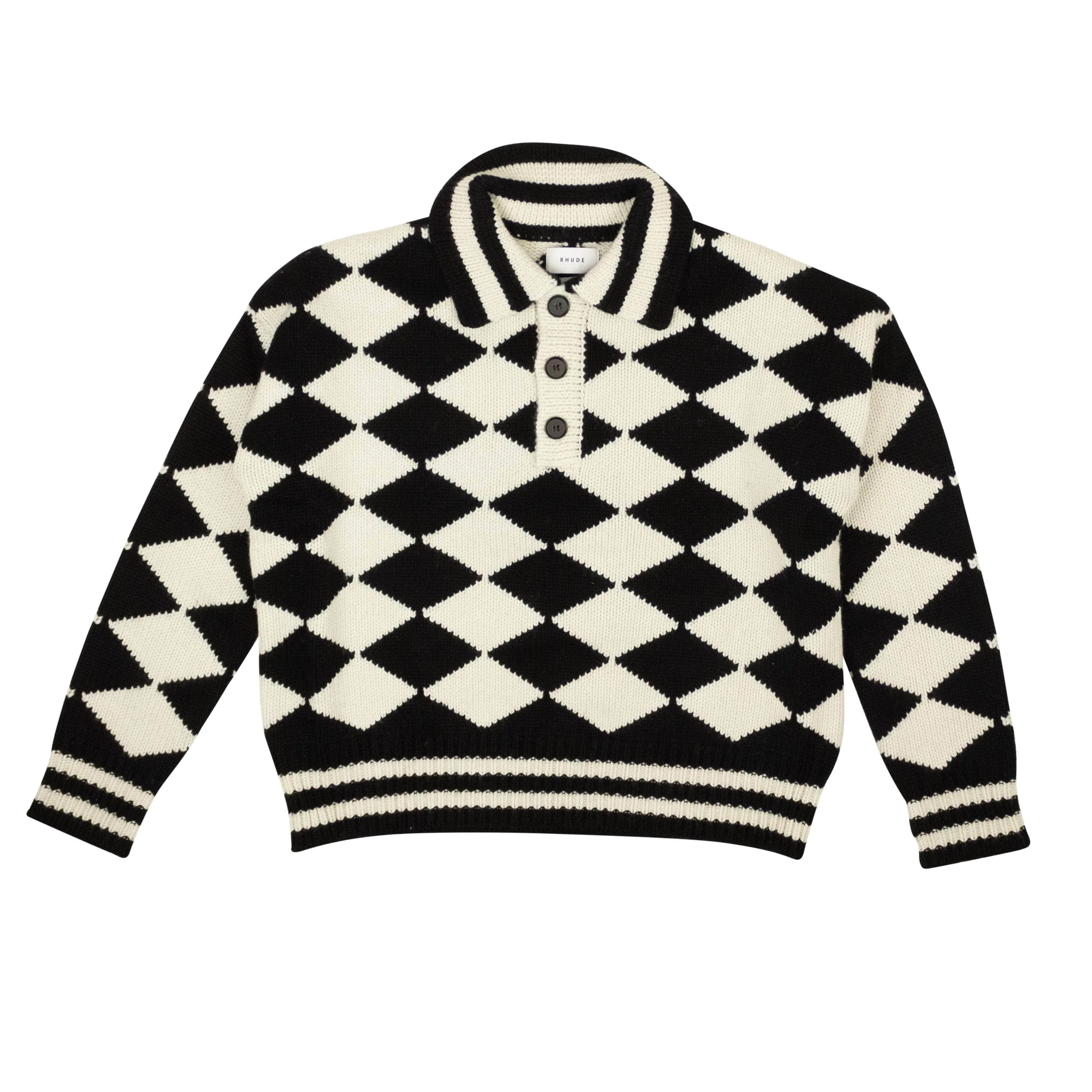 NWT RHUDE x McLaren Black & White Flag Polo Sweater Size S $1245